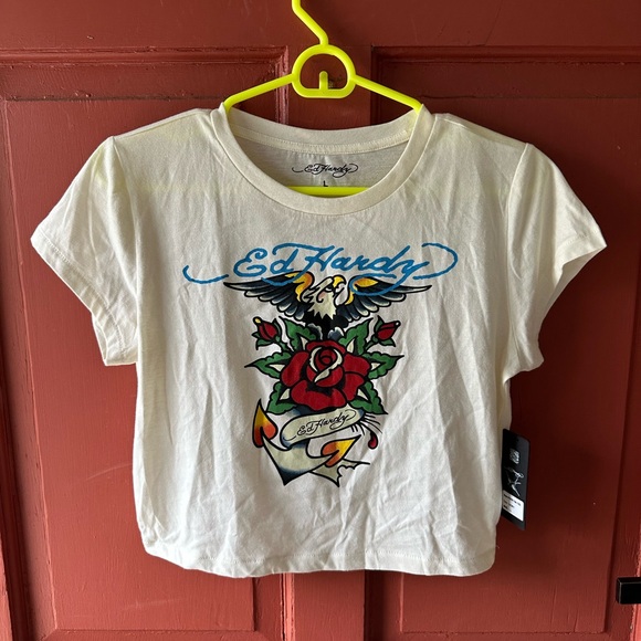 Ed Hardy Tops - Ed Hardy White Graphic T-Shirt